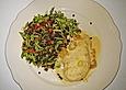 Joghurt Mango Huhn mit Linsensalat