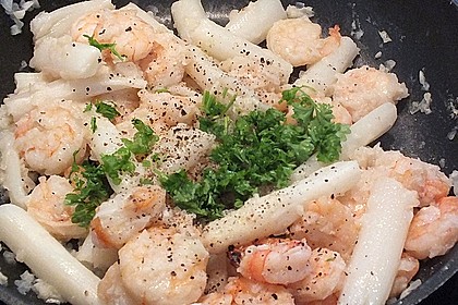 Pasta mit Spargel und Garnelen 9