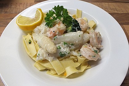Pasta mit Spargel und Garnelen 4
