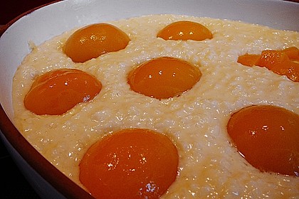 Milchreis mit Pfirsichen und "Schneedecke" 2