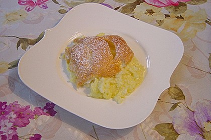 Milchreis mit Pfirsichen und "Schneedecke" 3