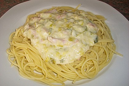 Lauch-K&auml;se So&szlig;e mit Schinken