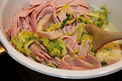 Lauch-K&auml;se So&szlig;e mit Schinken 2