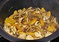 H&auml;hnchen-Gem&uuml;se-Pfirsich Pfanne a la Helene