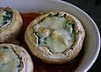 Gef&uuml;llte Riesenchampignons mit Tomatenso&szlig;e