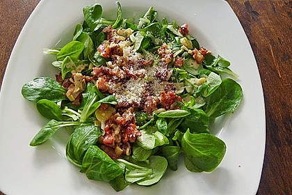 Feldsalat mit Orangen-Speck Sauce 3