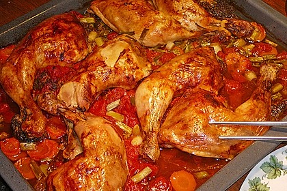 Hähnchenschenkel mit Gemüse im Backofen 3