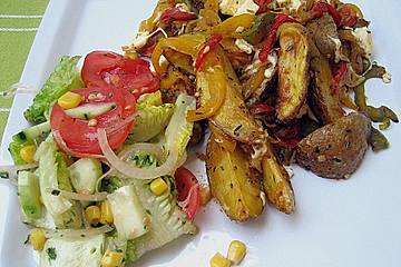 Kartoffel - Paprika Pfanne mit Schafskäse