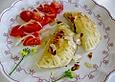 Kartoffelt&auml;schchen mit Rucola - K&auml;se - Creme