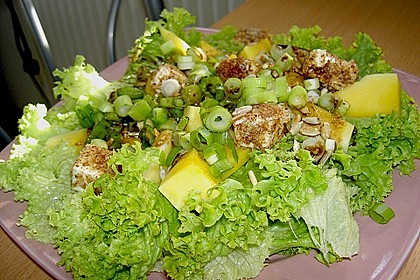 Blattsalat mit Mango und Schafskäse 15