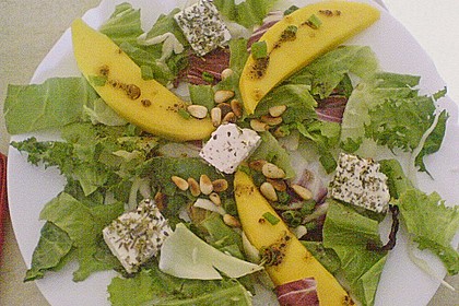 Blattsalat mit Mango und Schafskäse 55