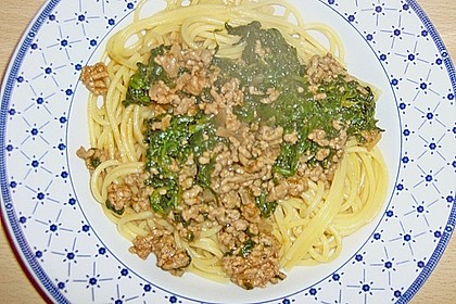 Scharfe Hackfleischsauce mit Spinat 5