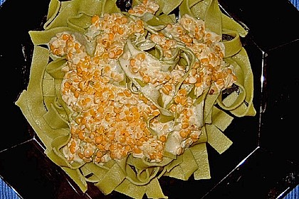 Nudeln mit Sahnelinsen 3
