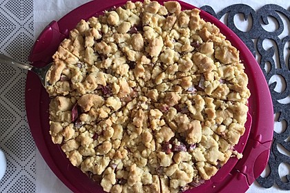 Rhabarberkuchen mit Vanillecreme und Streusel 2