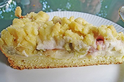 Rhabarberkuchen mit Vanillecreme und Streusel 18