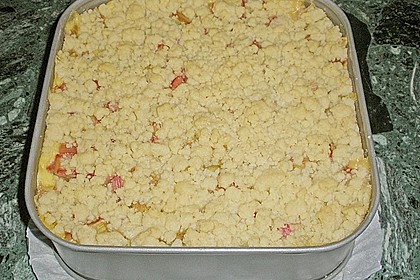 Rhabarberkuchen mit Vanillecreme und Streusel 107