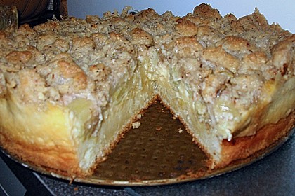 Rhabarberkuchen mit Vanillecreme und Streusel 201