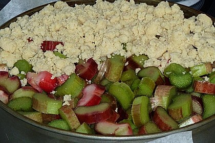 Rhabarberkuchen mit Vanillecreme und Streusel 177