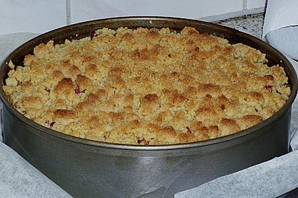 Rhabarberkuchen mit Vanillecreme und Streusel 146