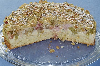 Rhabarberkuchen mit Vanillecreme und Streusel 31