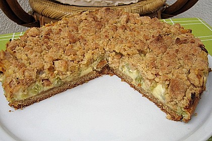 Rhabarberkuchen mit Vanillecreme und Streusel 39