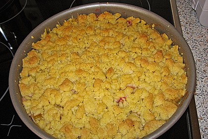 Rhabarberkuchen mit Vanillecreme und Streusel 108