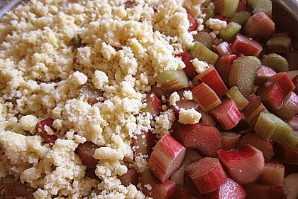 Rhabarberkuchen mit Vanillecreme und Streusel 112