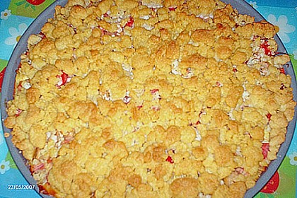 Rhabarberkuchen mit Vanillecreme und Streusel 218