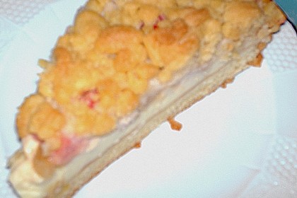 Rhabarberkuchen mit Vanillecreme und Streusel 186