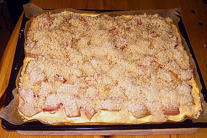 Rhabarberkuchen mit Vanillecreme und Streusel 188