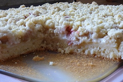 Rhabarberkuchen mit Vanillecreme und Streusel 163