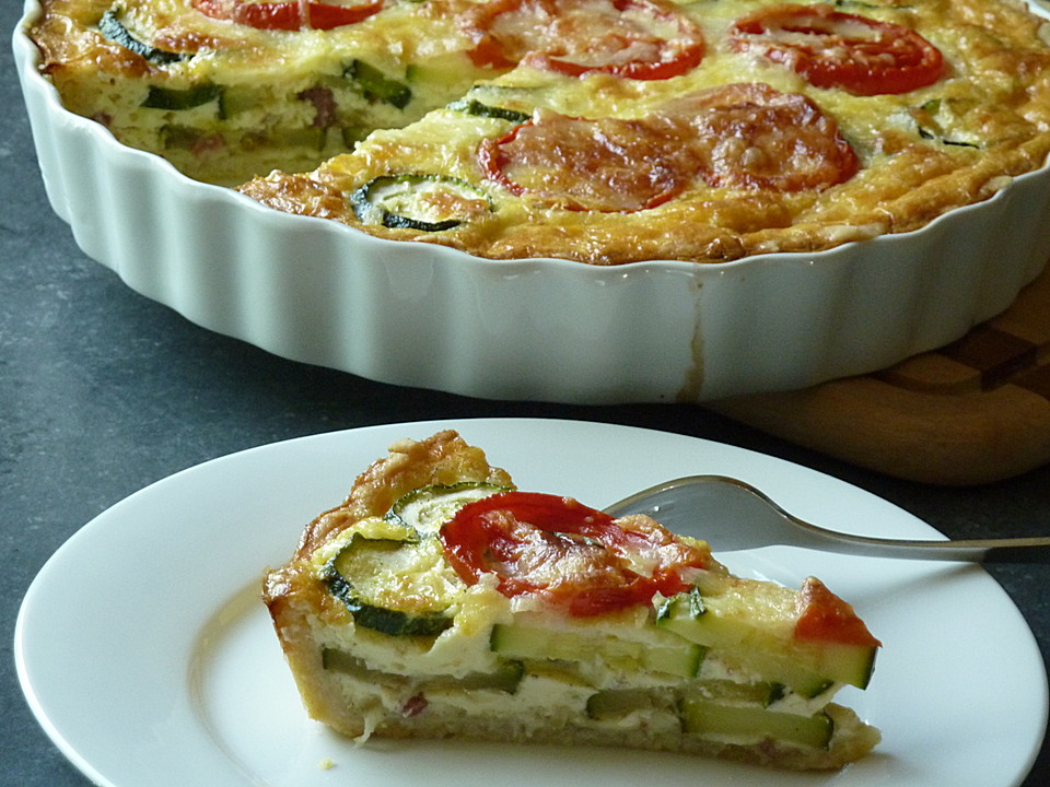 Gemüsekuchen mit Kirschtomaten und Zucchini (Rezept mit Bild) | Chefkoch.de