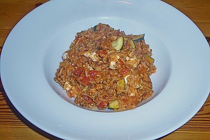 Zucchini-Reis Topf mit Hackfleisch und Feta 4