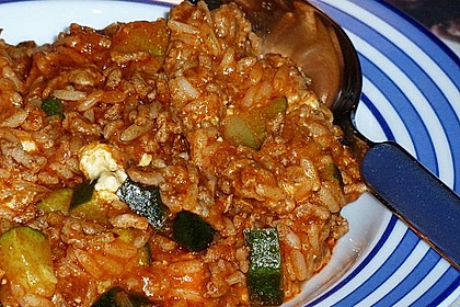 Zucchini-Reis Topf mit Hackfleisch und Feta 5