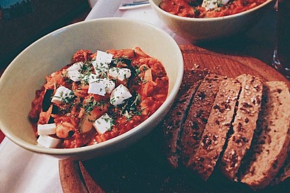 Zucchini-Reis Topf mit Hackfleisch und Feta