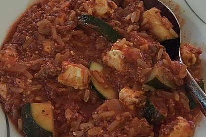 Zucchini-Reis Topf mit Hackfleisch und Feta 3