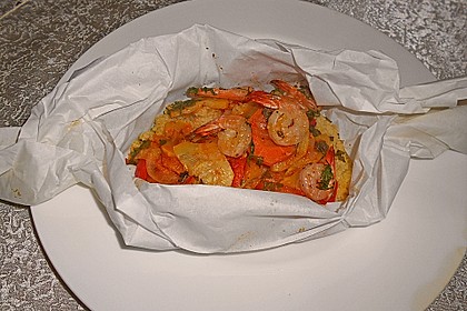 Couscous und Garnelen im Pergament 16