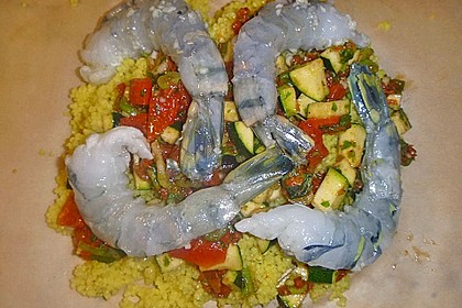 Couscous und Garnelen im Pergament 19