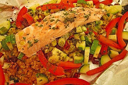 Couscous und Garnelen im Pergament 22