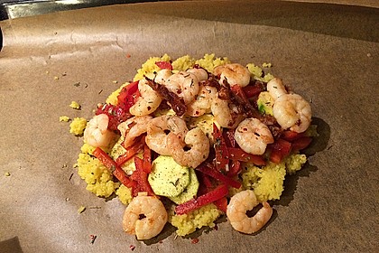 Couscous und Garnelen im Pergament 14