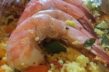 Couscous und Garnelen im Pergament 12
