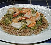 Garnelen auf Zucchinigem&uuml;se (Bild)