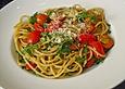 Spaghetti mit Rucola und Pesto