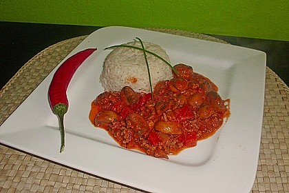 Champignons und Paprika mit Hackfleisch