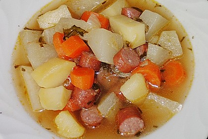 Kohlrabi-Karotten Topf mit Bratwurst 15