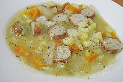 Kohlrabi-Karotten Topf mit Bratwurst 8
