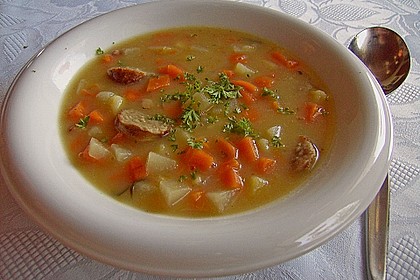 Kohlrabi-Karotten Topf mit Bratwurst 7