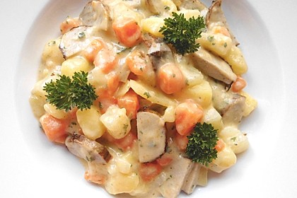 Kohlrabi-Karotten Topf mit Bratwurst 11