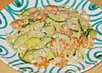 Spaghetti in Zucchini-Shrimps Sahnesauce