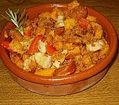 Migas Brotw&uuml;rfel mit Schweinebauch und Chorizo (Bild)